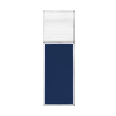 Versare Hush Panel Configurable Cubicle Partition 2' x 6' W/ Window Navy Blue Fabric Clear Fluted Window 1852203-1